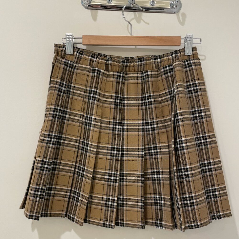 Brown Plaid Skirt – Size S